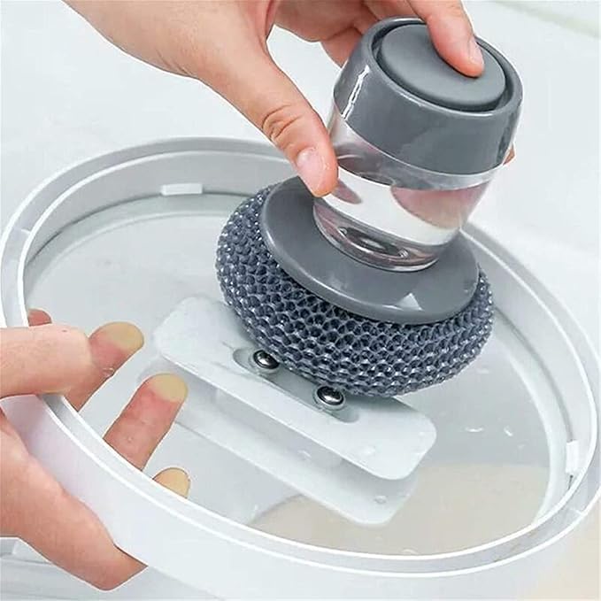 Soap Dispensing Dish Brush – Pressing Cleaning Brush with Built-In Soap Dispenser