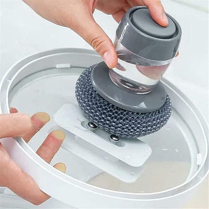 Soap Dispensing Dish Brush – Pressing Cleaning Brush with Built-In Soap Dispenser