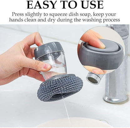 Soap Dispensing Dish Brush – Pressing Cleaning Brush with Built-In Soap Dispenser